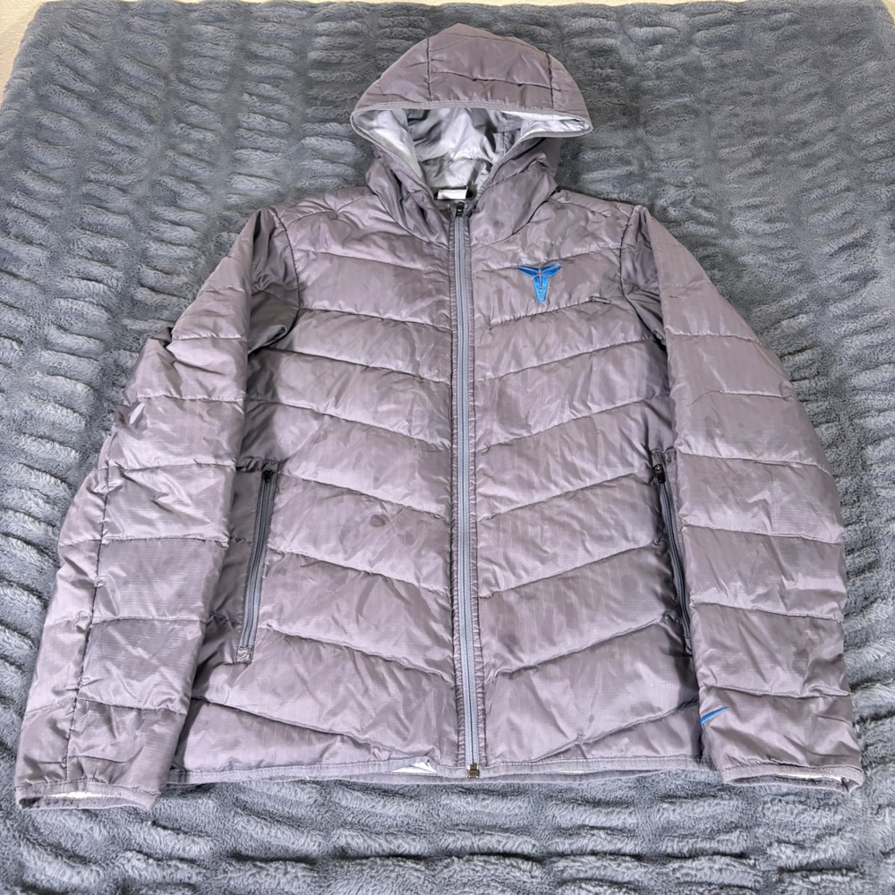 Nike Kobe Bryant Mamba Down Puffer Jacket Gray‎ Blue Sheath Logo Mens Large
